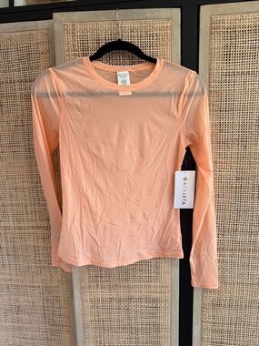 Athleta Peach Long-Sleeve Crewneck Performance Top